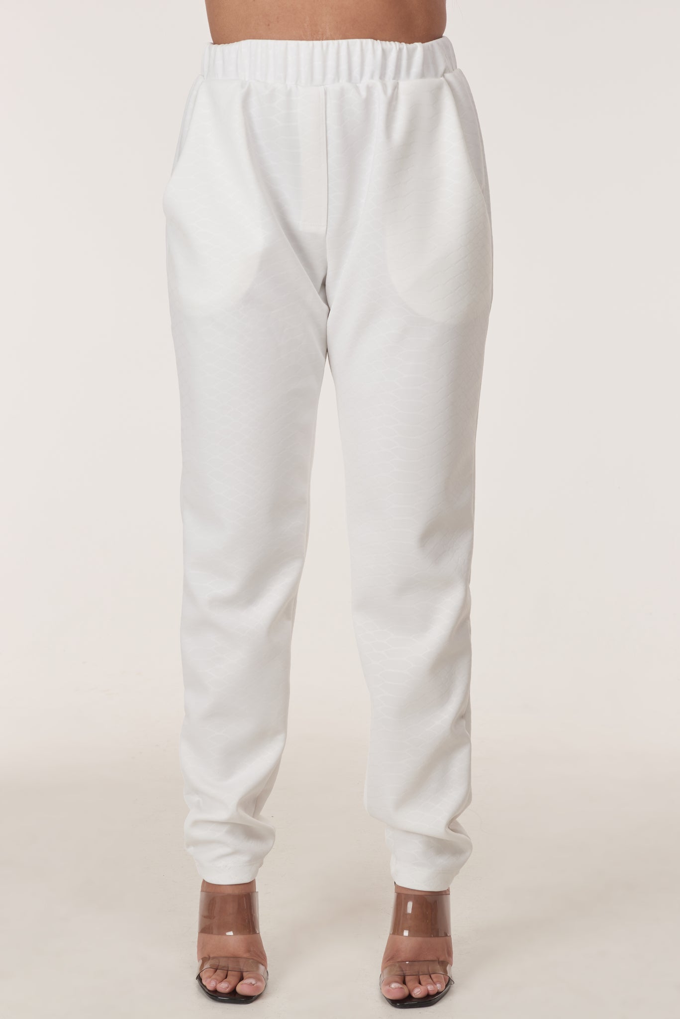 White Snake skin print trousers